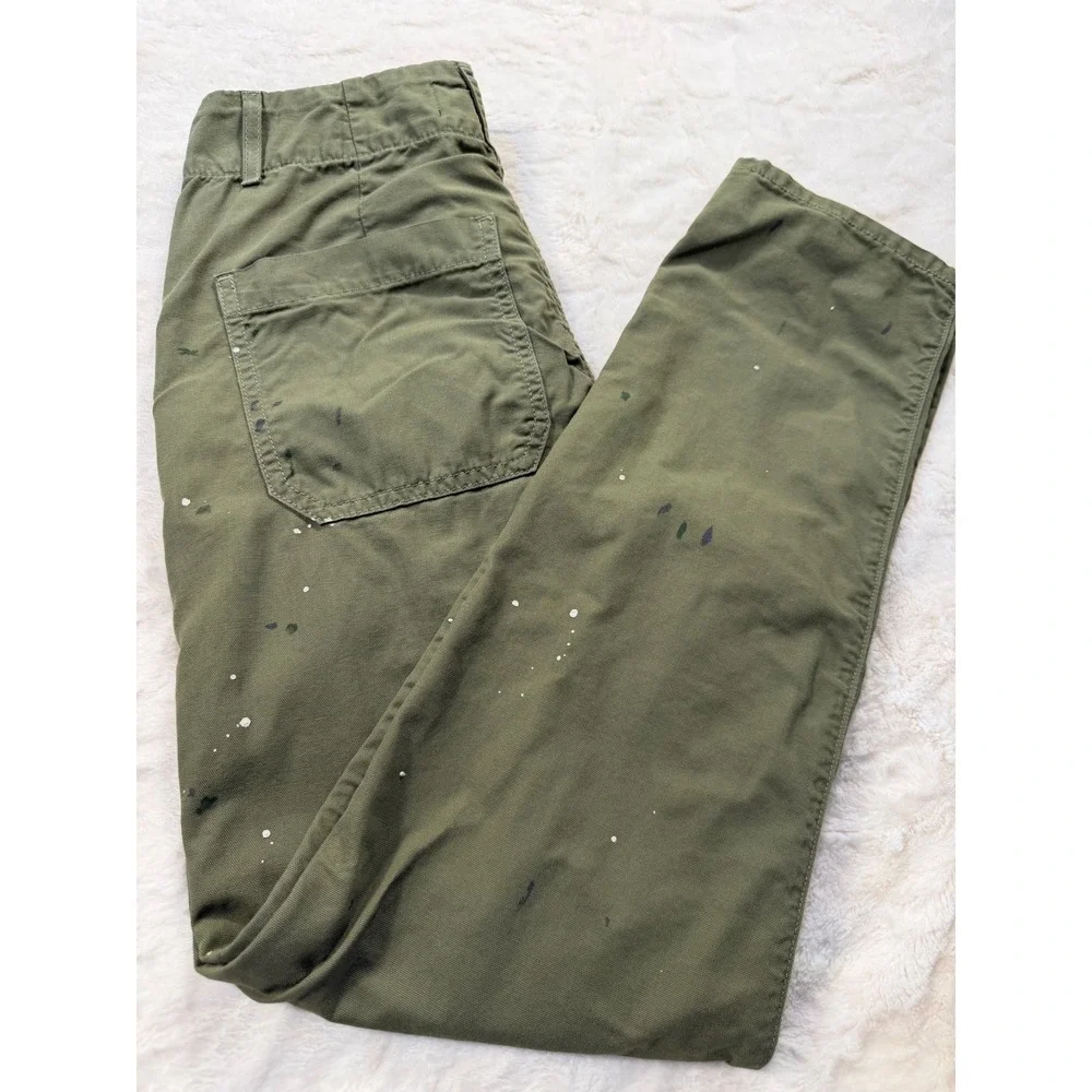 Veronica‎ Beard Jeans Olive Green Paint Splatter Carpenter Pants Size 25 - Picture 9 of 9